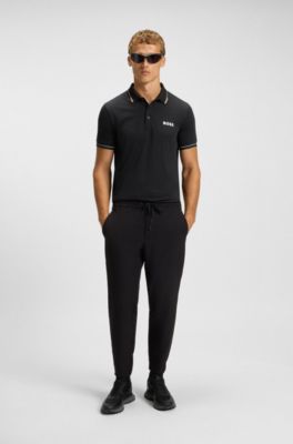 Polo slim fit con logo en contraste, Negro