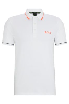 Shop Hugo Boss Slim-fit Polo Shirt With Contrast Logos In White