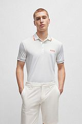 Polo Slim Fit à logos contrastants, Blanc