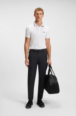 Polo slim fit con logo en contraste, Blanco