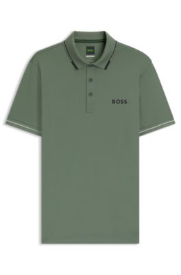 Contrast-logo polo shirt in a slim fit, Light Green
