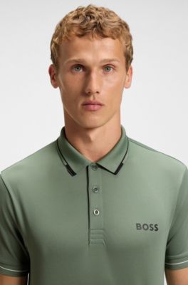 Contrast-logo polo shirt in a slim fit, Light Green