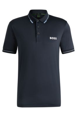 Contrast-logo polo shirt in a slim fit, Dark Blue