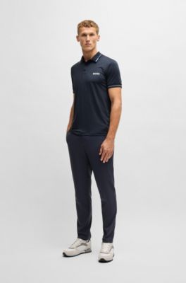 Contrast-logo polo shirt in a slim fit, Dark Blue