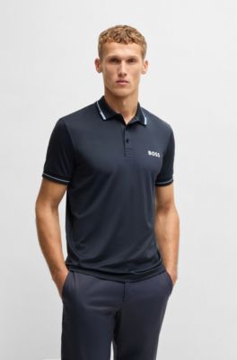 Contrast-logo polo shirt in a slim fit, Dark Blue