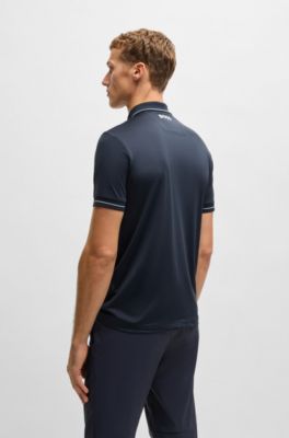 Contrast-logo polo shirt in a slim fit, Dark Blue