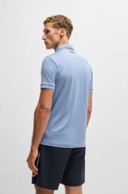 Polo slim fit con logo en contraste, Celeste