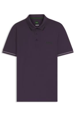 Polo slim fit con logo en contraste, Lila