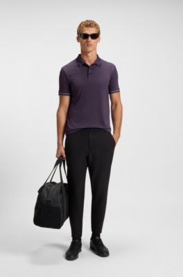 Polo slim fit con logo en contraste, Lila