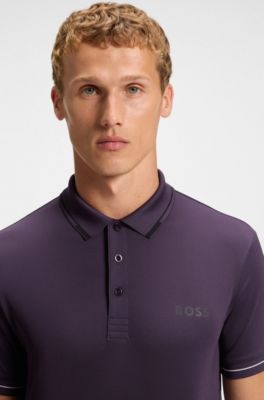 Polo slim fit con logo en contraste, Lila