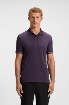 Polo slim fit con logo en contraste, Lila