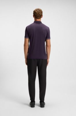 Polo slim fit con logo en contraste, Lila