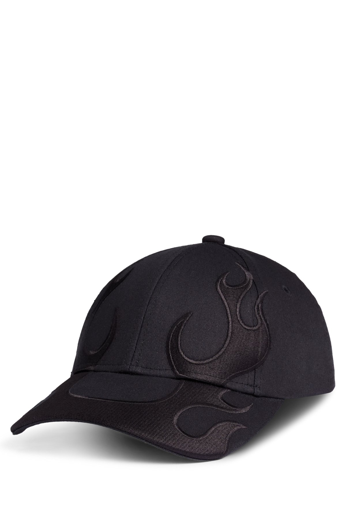 HUGO - Flame-embroidered cap in cotton twill