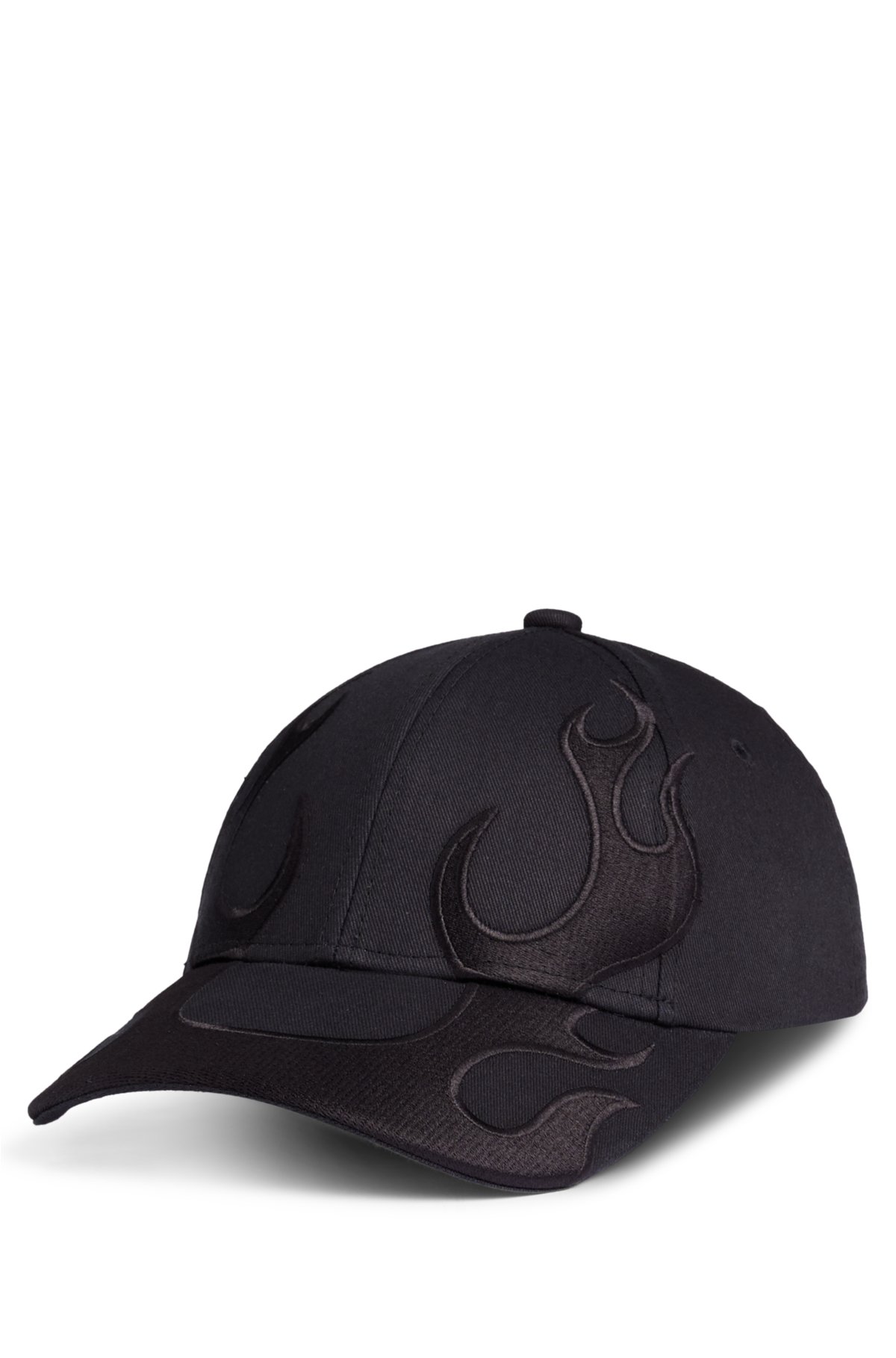 HUGO - Flame-embroidered cap in cotton twill
