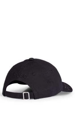 Flame-embroidered cap in cotton twill, Black