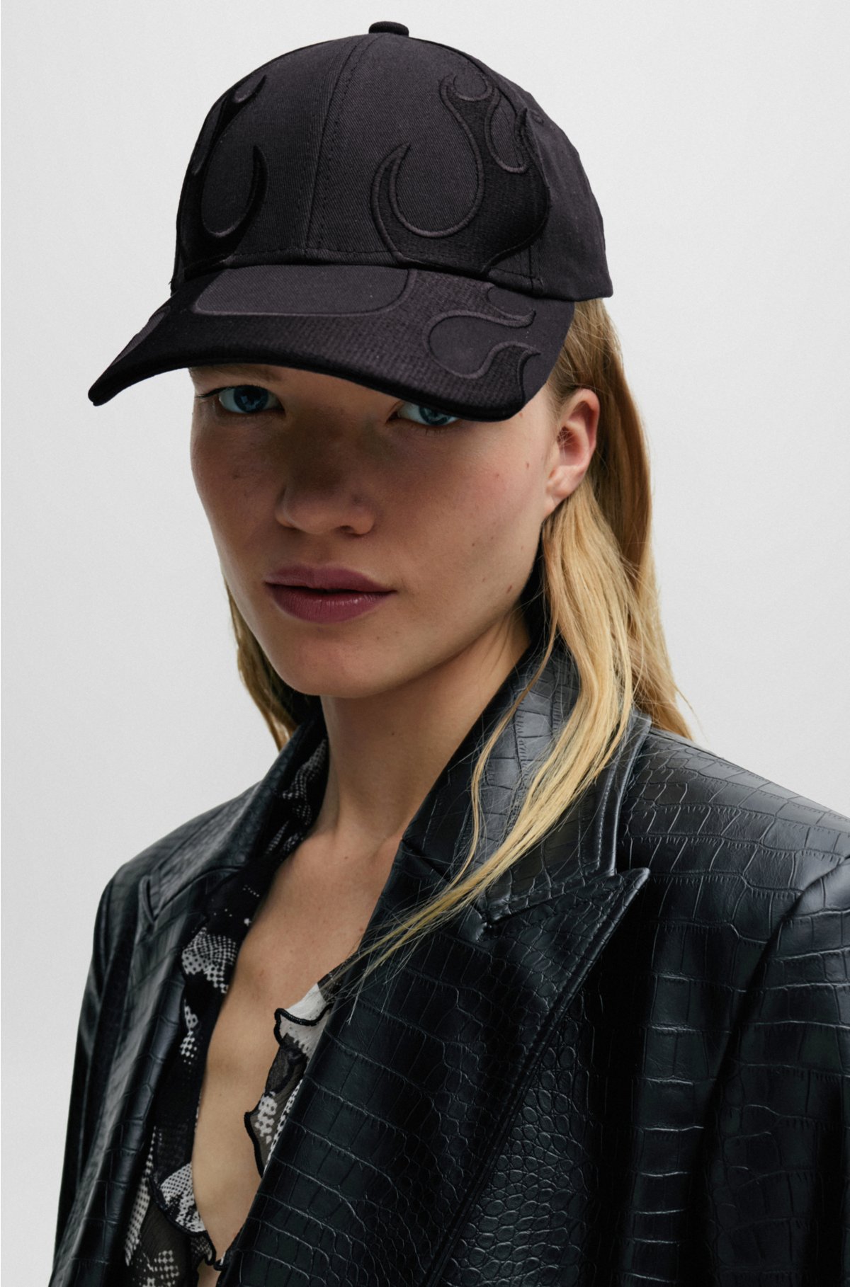 twill cotton - in Flame-embroidered HUGO cap