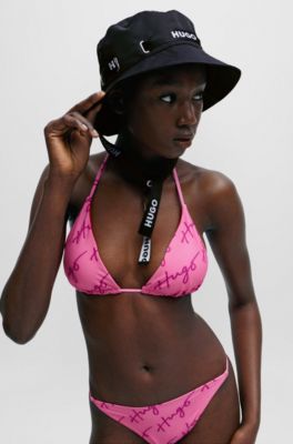 HUGO - Branded-ribbon bucket hat in waterproof nylon - Black