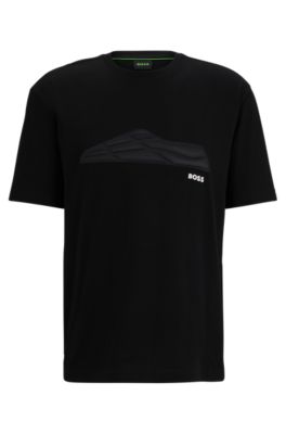 Hugo Boss Cotton-jersey Regular-fit T-shirt With Tonal Artwork In Black