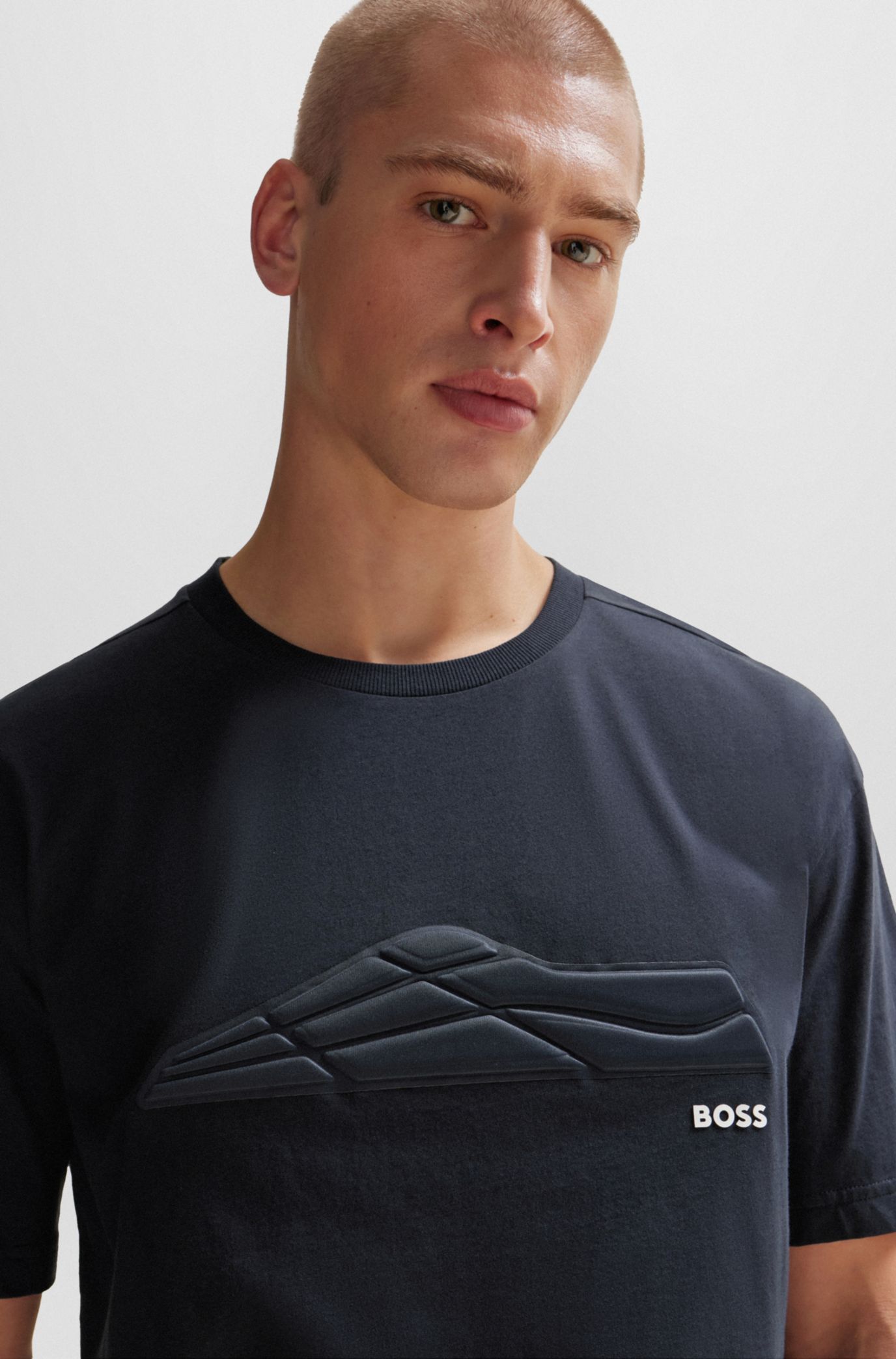 BOSS - Cotton-jersey regular-fit T-shirt with tonal artwork