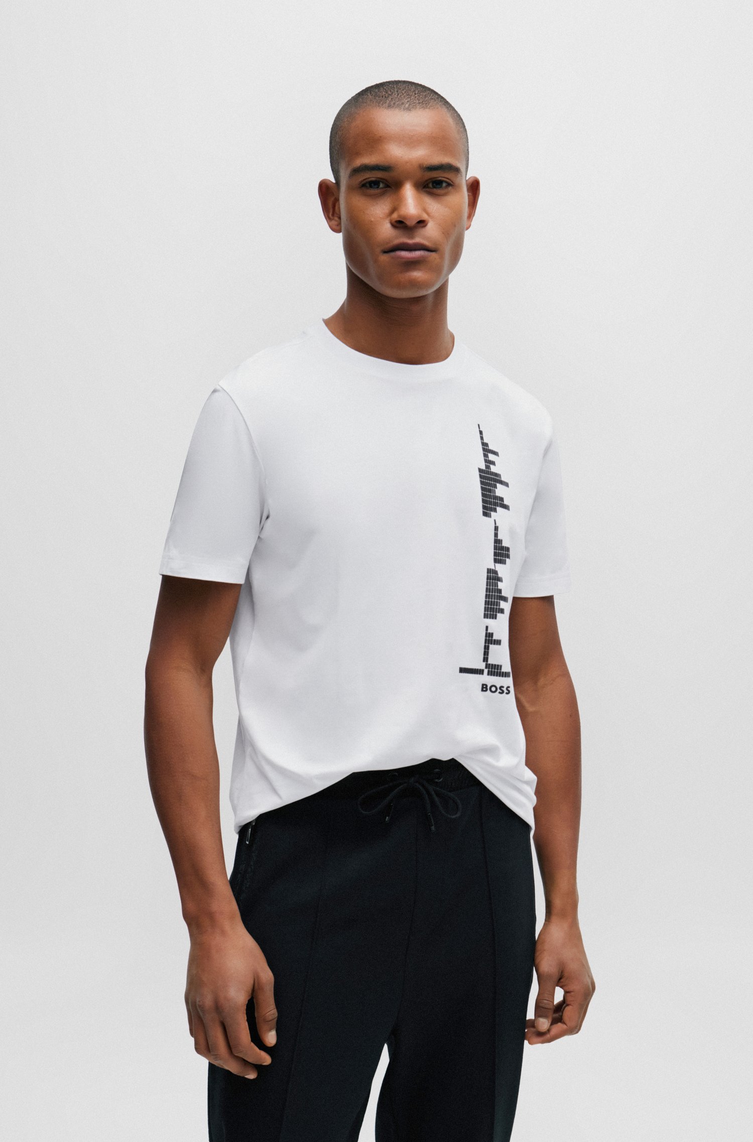 Camiseta de algodón elástico con ilustración decorativa reflectante