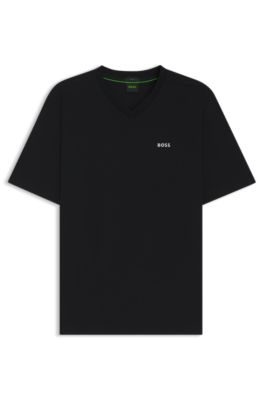 BOSS - Stretch-cotton regular-fit T-shirt with contrast logo