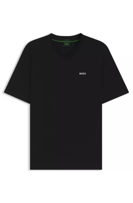 Stretch-cotton regular-fit T-shirt with contrast logo