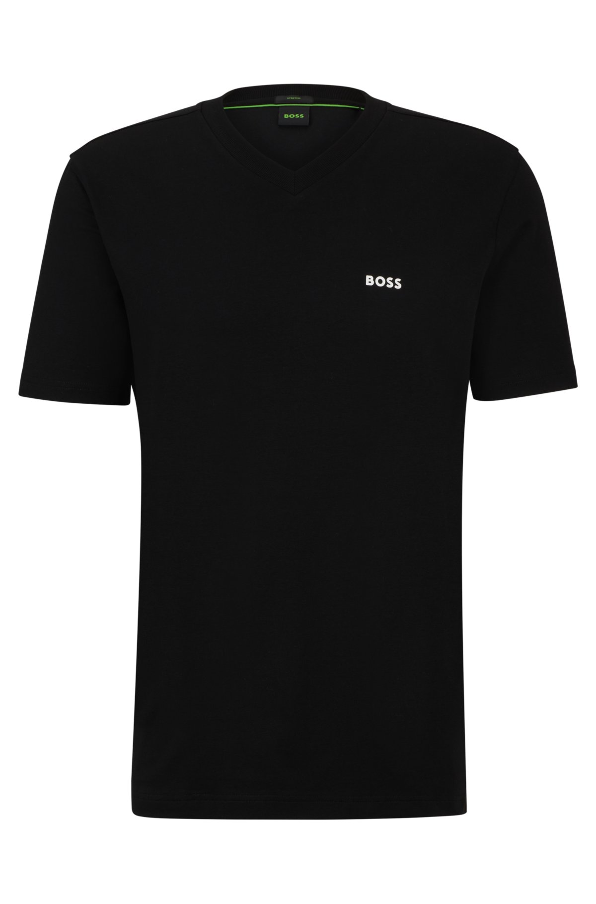 BOSS - Stretch-cotton regular-fit T-shirt with contrast logo