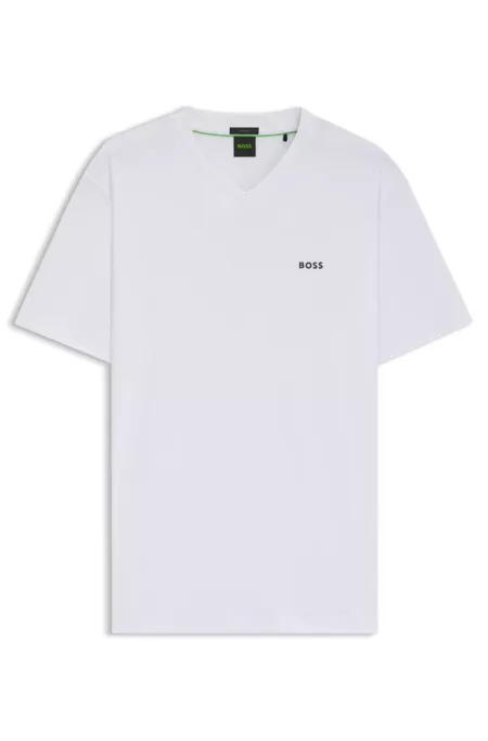 Stretch-cotton regular-fit T-shirt with contrast logo
