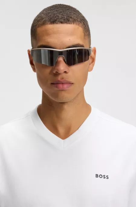 Stretch-cotton regular-fit T-shirt with contrast logo