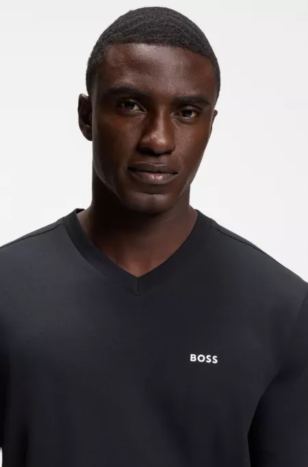 Stretch-cotton regular-fit T-shirt with contrast logo