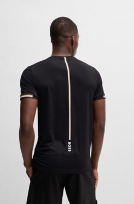 BOSS x Matteo Berrettini waffle-fabric T-shirt with signature-stripe artwork, Black