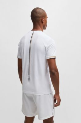 BOSS x Matteo Berrettini waffle-fabric T-shirt with signature-stripe artwork, White