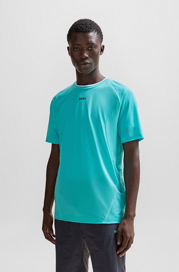 Super-stretch slim-fit T-shirt with decorative reflective artwork, Light Green