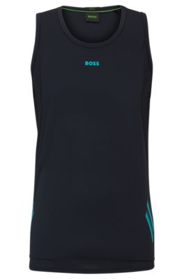BOSS - Super-stretch tank top with decorative reflective artwork