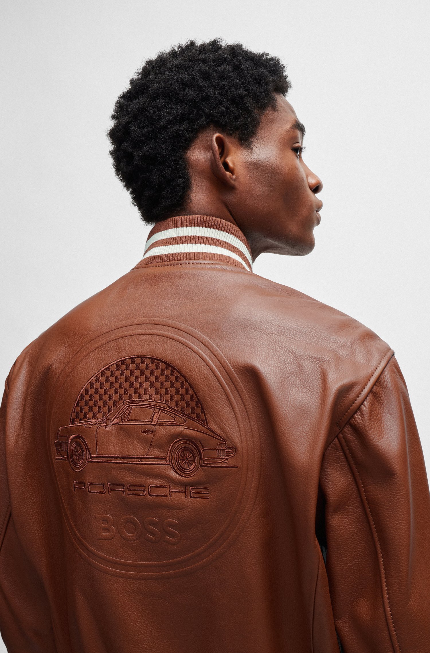 Porsche x BOSS leather jacket with special branding