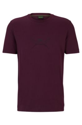 Hugo Boss Cotton-jersey T-shirt With Crew Neck And Seasonal Artwork In Light Pink