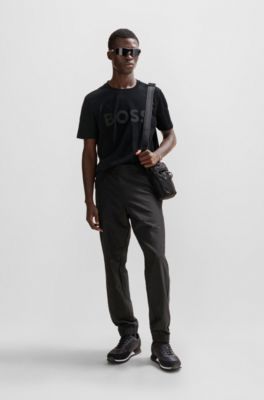 T-shirt en jersey de coton &agrave; logo hologramme r&eacute;fl&eacute;chissant d&eacute;coratif, Noir