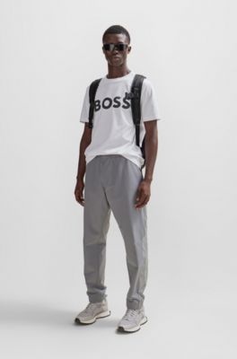 T-shirt en jersey de coton &agrave; logo hologramme r&eacute;fl&eacute;chissant d&eacute;coratif, Blanc