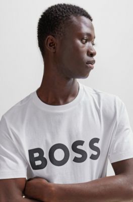 T-shirt en jersey de coton &agrave; logo hologramme r&eacute;fl&eacute;chissant d&eacute;coratif, Blanc