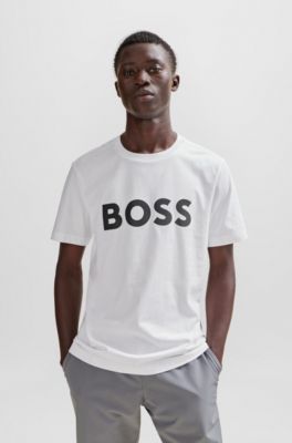 T-shirt en jersey de coton &agrave; logo hologramme r&eacute;fl&eacute;chissant d&eacute;coratif, Blanc