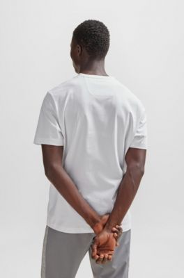 T-shirt en jersey de coton &agrave; logo hologramme r&eacute;fl&eacute;chissant d&eacute;coratif, Blanc