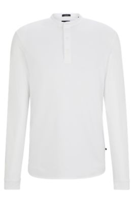 BOSS - Stretch-cotton polo shirt with Henley neckline