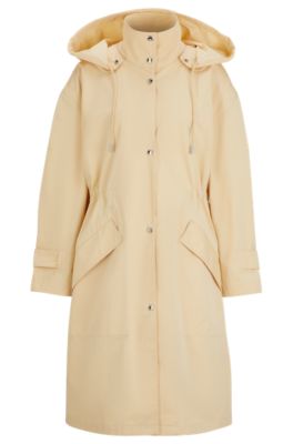 Shop Hugo Boss Water-repellent Parka Jacket In Cotton Twill In Light Beige