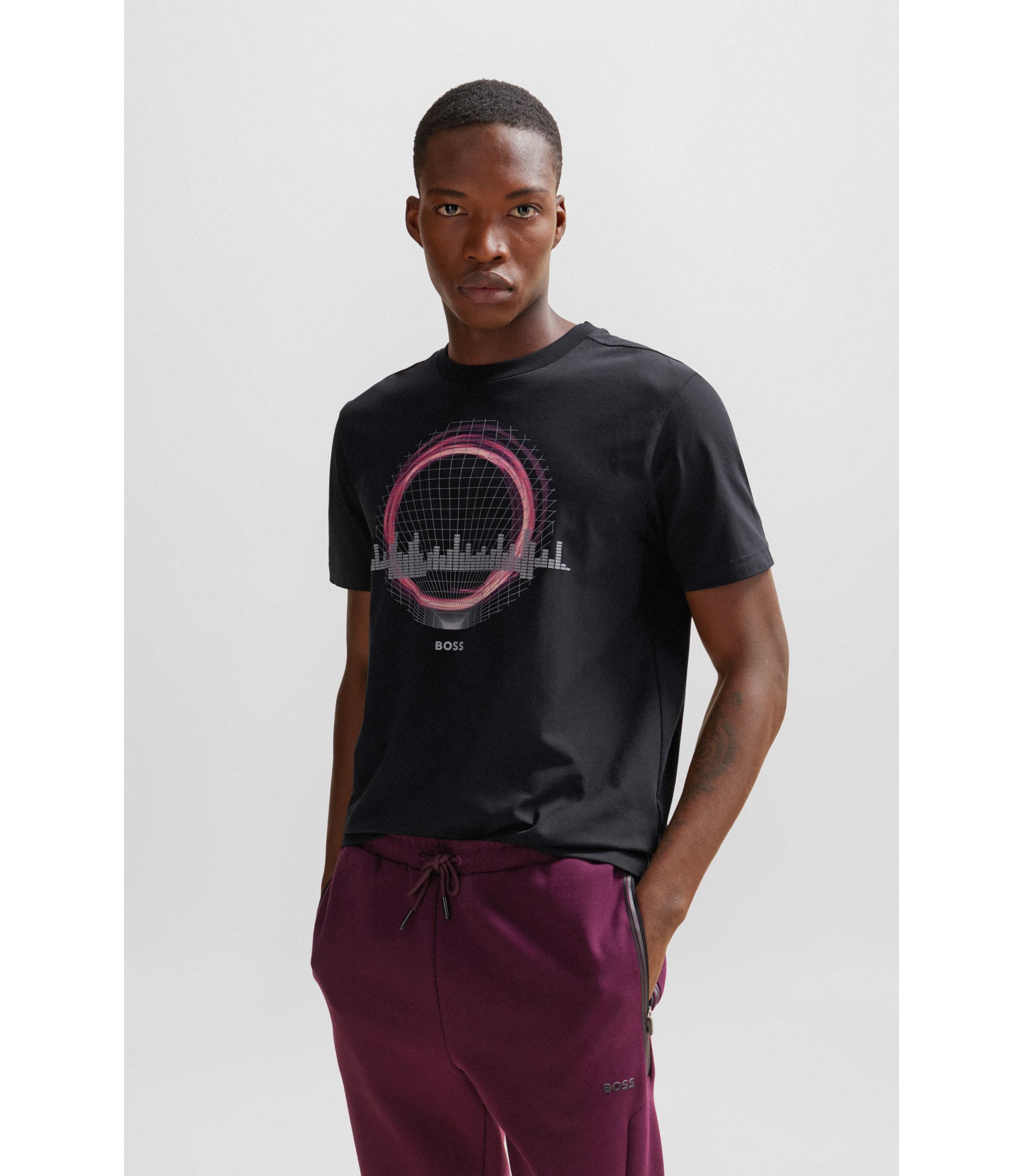 BOSS - Stretch-cotton regular-fit T-shirt with seasonal