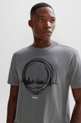 BOSS - Stretch-cotton regular-fit T-shirt with seasonal artwork