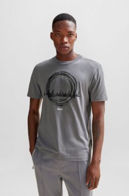 BOSS - Stretch-cotton regular-fit T-shirt with seasonal artwork