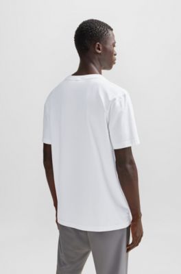 Camiseta regular fit de algod&oacute;n el&aacute;stico con ilustraci&oacute;n de temporada, Blanco