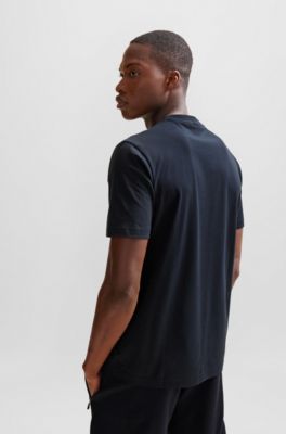 Stretch-cotton regular-fit T-shirt with seasonal artwork, Dark Blue