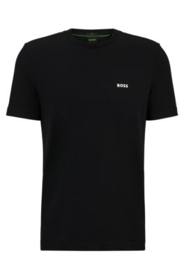 BOSS - Stretch-cotton regular-fit T-shirt with contrast logo