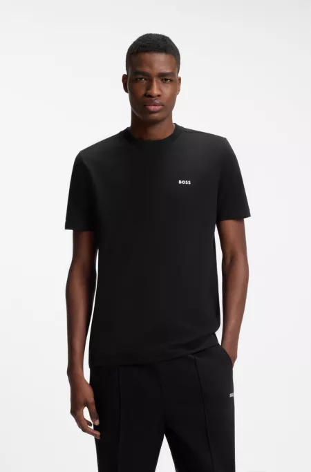 Stretch-cotton T-shirt with logo detail